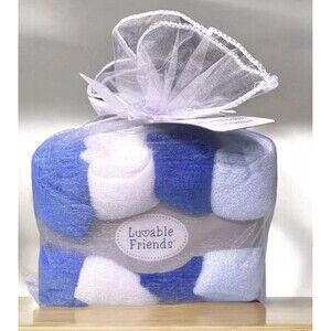 Luvable Friends Washcloths 9x9" – 24 Pack, Blue/White – New In Package